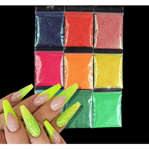 9pcs Colorful Nail Art Glitter Powder Sugar Dust Glitter Nail Decorations Manicure UV Gel Polish Mermaid Gradient Nail Design