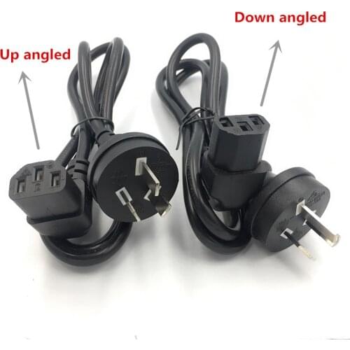 90 Degree Angled IEC 320 C13 UP Down Female Socket to Australian Plug 3 Pin AC Power Cable Cord 1M 100CM Argentina Power Cable