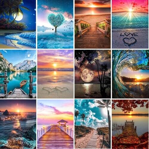 5d Diamond Painting Diy Landscape Mosaic Diamond Painter Landscape Cross Stitch Kit Home Decoration Wall Decoration Gift
