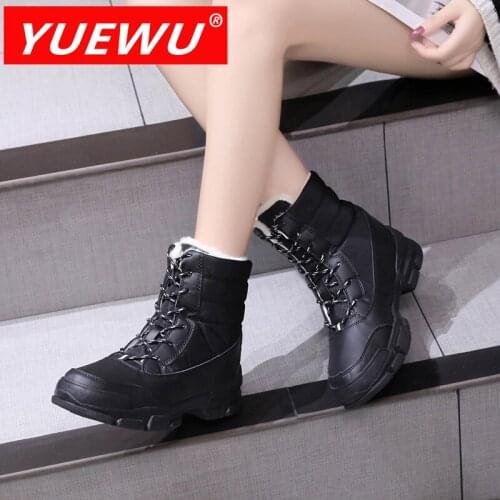 YUEWU Large Round Lace Up Shoes Frosting In Winter Snow Boots High Quality Fabric Plush Interior And Comfortable Thick Bottom