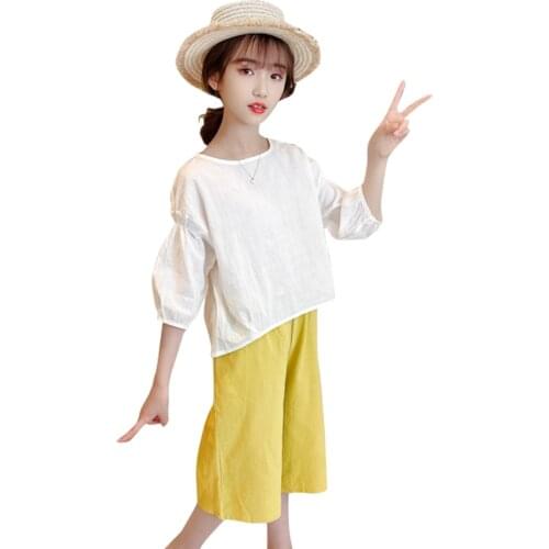 Children Clothes Solid Tshirt + Short Tracksuits For Girls Summer Girls Sets Clothing Casual Style Tracksuits For Children 6 8 1