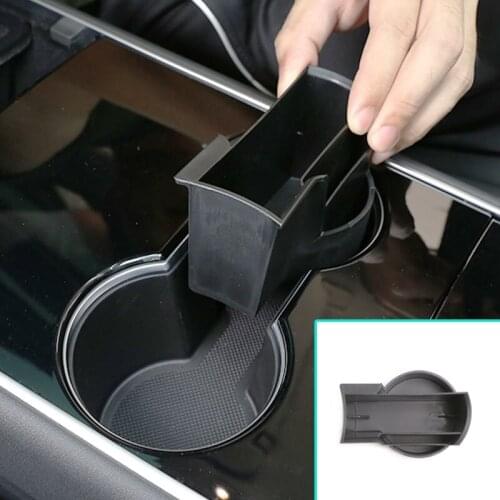 For Tesla model 3 Car Accessories ABS Cup Holder Compartment Storage Box 1 Piece Set