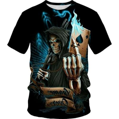Skull Mens T-shirt Mens Hip Hop 3D Shirt Horror O-Neck T-shirt Summer Fashion Tops Boys' Clothing Large Size Streetwear