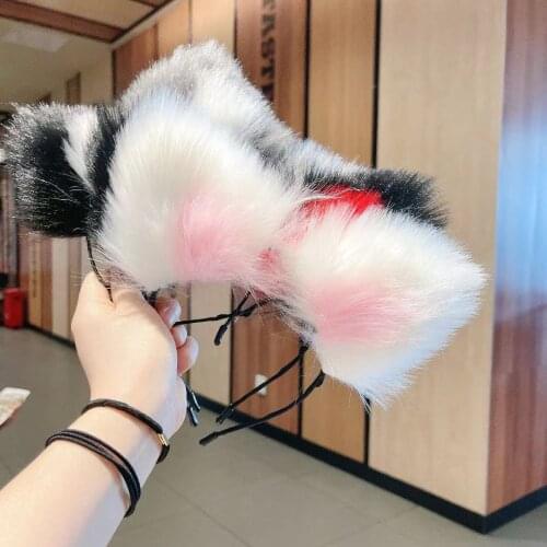 Cat Headband Headband White Plush Ball Cat Ear Headdress COS Photo Korean Clip Hairpin Wedding Headdress