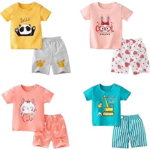 Boys And Girls Summer Suit Baby Clothing Casual Girls Set Baby Boys T Shirts + Shorts Two Piece Kids Clothes 2021