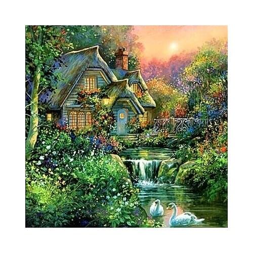 LIPHISFUN Diamond Painting Embroidery Drill Full Embroidery Home Decor Square/round House Garden Cross Stitch Picture By Numbers