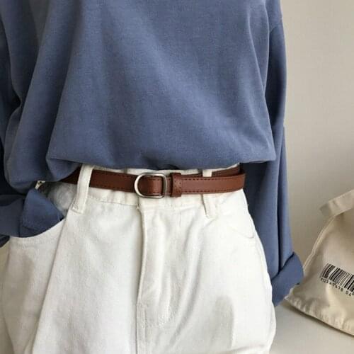 Fashion Women Belt Non-porous Metal Buckle JeansThin Black Belts Luxury Brand Ladies Vintage Strap Female Waistband 2.3cm Width