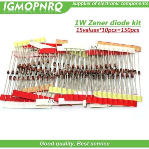 15values*10pcs=150pcs 1W Zener diode kit DO-41 3V-30V component diy kit 1N4727 1N4728 1N4729 1N4730 1N4732 1N4733 1N4734 1N4751