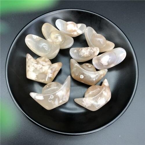 Natural Cherry Blossom Agate Ingots Meditation Healing Chakra Polished Crystals Natural Stones and Minerals