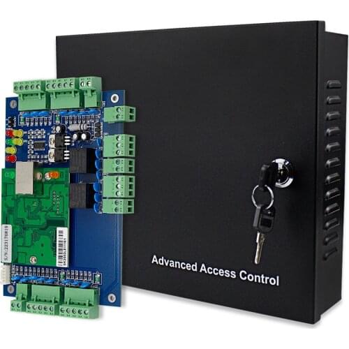 OBO Hands TCP/IP Access Control Panel Board with DC12V 5A Metal Power Supply Converter Box for 1/2/4 Door Office Entry System