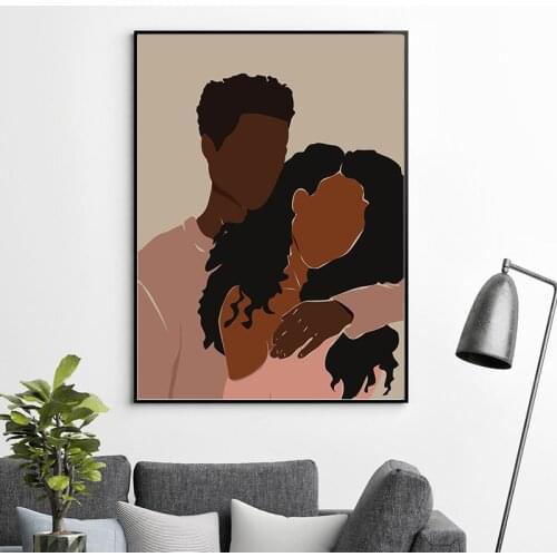 Black Couple Man and Woman Posters and Prints Boho Style Romantic Love Art Canvas Painting Bedroom Decor Valentines Day Gifts