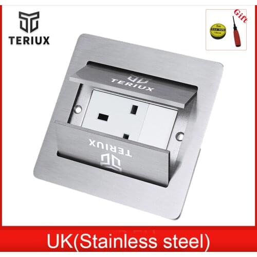 Silver stainless steel floor receptacle home use recessed socket 250V 10A ground outlet floor socket plug