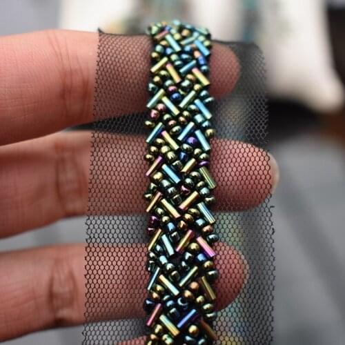 Beaded Lace Ribbon Tape Width 15MM Trim Fabric DIY Embroidered Collar Decoration Lace Net Cord For Sewing
