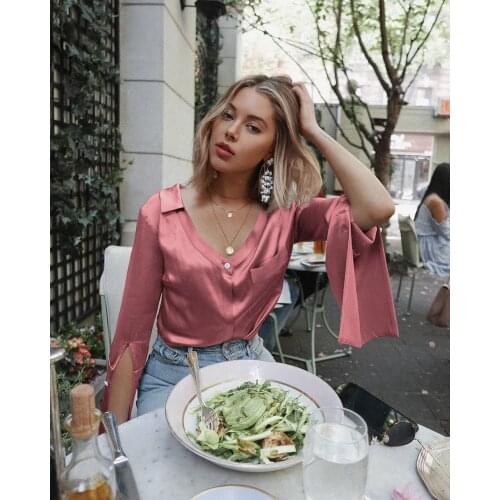 Женские атласные рубашки YrightMwrong China At AliExpress