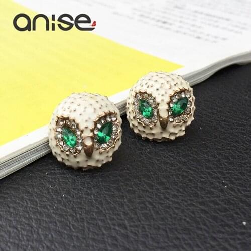 Anise Vintage Crystal Drops Oil Owl Stud Earrings for Women Fashion Stereo Animal Earrings Charm Female Punk Jewelry Brinco