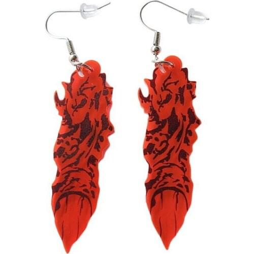 Anime Jujutsu Kaisen Red Finger Earrings for Women Fushiguro Megumi Halloween Cool Acrylic Earrings Long Jewelry Friends Gifts