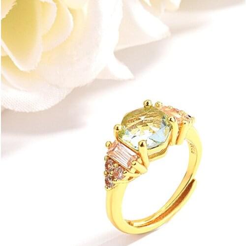 WYJZY Womens Engagement Ring Temperament Six-pointed Star Stone Womens Decorative Jewelry Exquisite Birthday Gift Ring