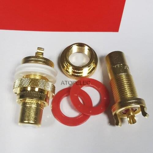 1 pair CMC-805-2.5F 24K Gold Plated Brass RCA Jack Female Socket Connector for HiFi Audio Video TV CD AMP Panel Chassis Mount