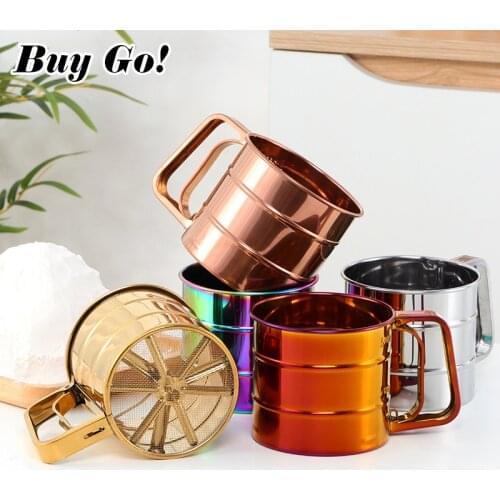 1XStainless Steel Sieve Cup Powder Flour Mesh Sieve Baking Tools For Cakes Decorating Pastry Tools Bakeware With Measuring Scale