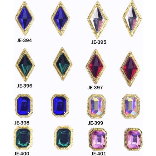 10pcs/lot Clear Nail Decorations Rhinestones Glass Colorful Diamond Shape Gem Stones For Nails Dekor Decorations CJE394-JE401