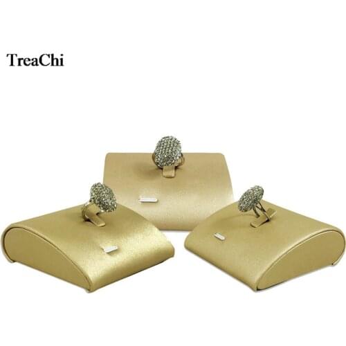 3 Pcs/lot Quality Gold Leather Drop Shaped Ring Holder Show Ring Props Counter Jewelry Ring Pendant Base