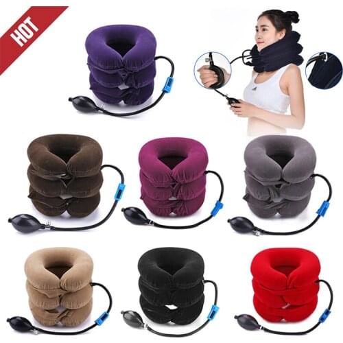 3-layered U Neck Travel Pillow Massage Air Inflatable Pillow Cervical Neck Head Pain Pain Relax Traction Support Massager