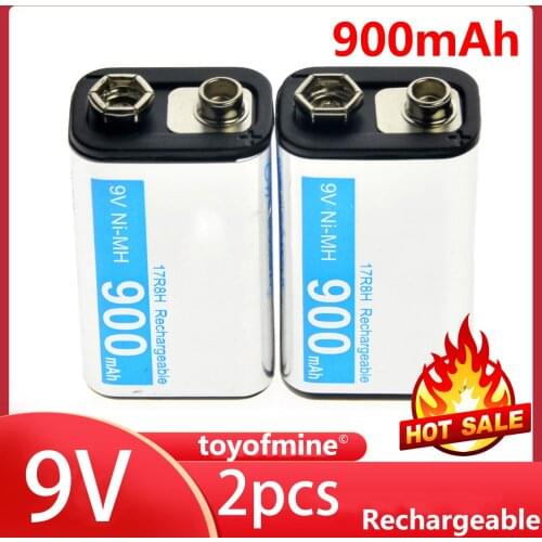 2x 9V PPS block Power NiMh Rechargeable Battery 900mAh Black Durable Battery Cell