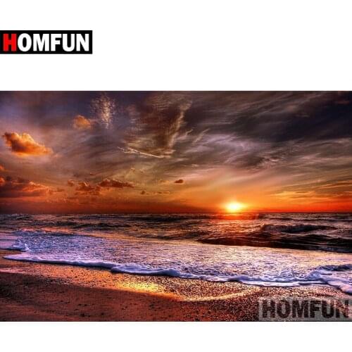 HOMFUN Full Square/Round Drill 5D DIY Diamond Painting "Seaside sunset" Embroidery Cross Stitch 5D Home Decor Gift A08164