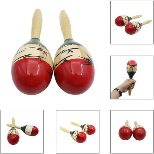 1Pair Large Adult Wood Maracas Colourful Wooden Tropical Party Percussion Shakers