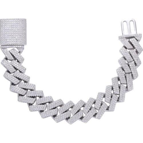 18mm 7inch 8inch Brass Iced Out Bling Chain Bracelet for men Jewelry Brass CZ Cuban Bracelet hip hop BB020