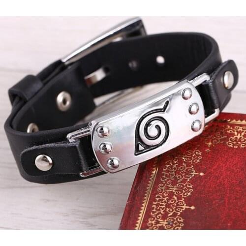RJ Japanese Anime Naruto Bracelets Uzumaki Naruto Deidara Red Cloud Logo Leather Rope Chain Bangles Jewelry Cosplay Fans Gift