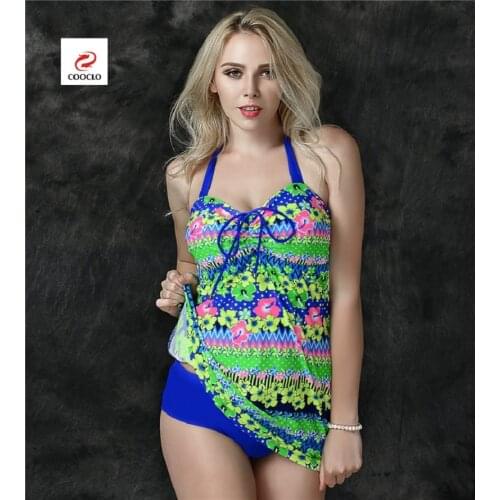 Cooclo Brand Women Swimsuit New Summer Floral Swim Top Bathing Suit Swimwear Bikini Euro Style Russia #6189 Plus 6XL Size