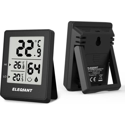 2pcs ELEGIANT EOX-3301 LED Digital Weather Station Indoor Hygrometer Thermometer °C/°F Humidity Temperature Sensor Monitor
