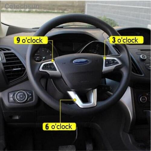 Cotochsun 3pcs/set Car-styling ABS Chrome Steering Wheel Cover Decoration sticker case For Focus 3 KUGA Ecosport (2016-2017)