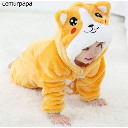 Baby Rompers Clothes Winter Kigurumis Boys Girls Onesie Toddler Animal Shiba Inu Cute Jumpsuit Infant Baby Romper Pyjamas Kids