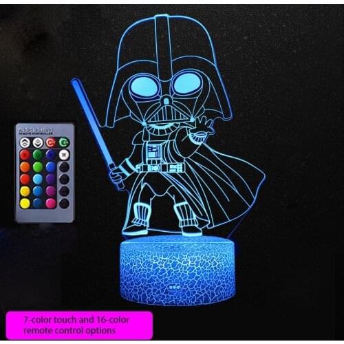 DISNEY Star wars Stitch LED night light 3D visual stereo light touch table lamp 16color remote control USB battery dual purpose