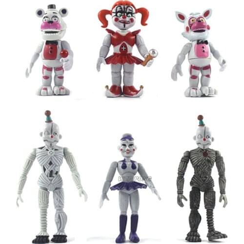 6 Pcs/set Game FNAF Five Nights At Freddys Action Figure Toy Funtime Freddy Foxy Sister Movable Joints Figurine Dolls Toys