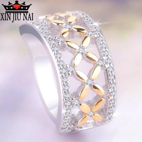 European Trend Hollow Cross Gold wedding CZ Wide Ring Embedded High Quality Zircon CZ Christmas Jewelry women ring Leisure Gift
