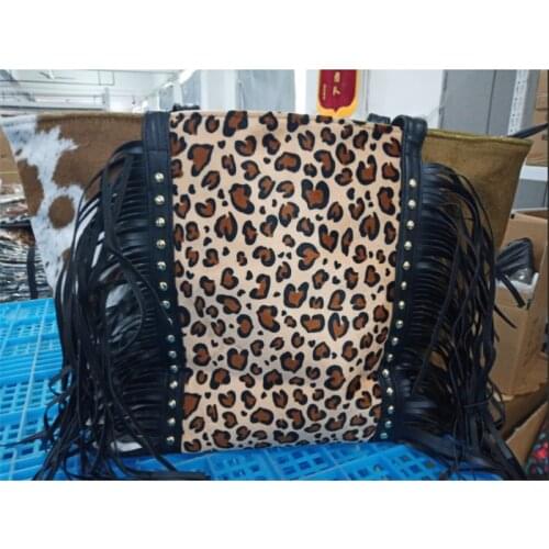 2020 Hot Selling Animal Print Tassel Tote Women Bags for Daily Use Fashion Leopard Cow Print Portable Tote Bag for Female