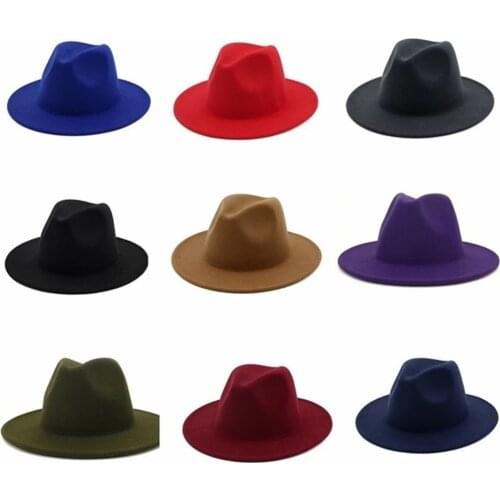 Classic Mens Fedora Hat Women Fedoras Retro Ladies Stylish Fashion Flat Brim Winter Hats
