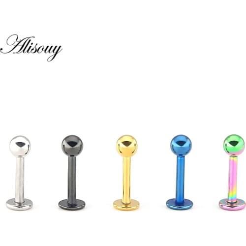 Alisouy 1PC 16G 20G Length 6mm stainless steel Gold ball lip ring labret Helix Tragus Ear piercing body jewelry women piercing