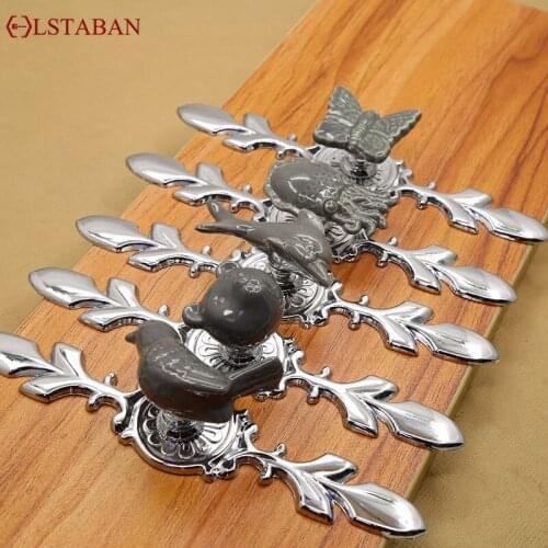 LSTABAN Modern Simple Drawer Wardrobe Zinc Alloy Furniture Hardware Accessories Single Hole Cartoon Gray Long Door Knob