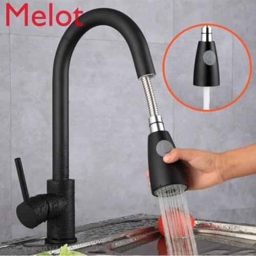Copper Pull Out Hot and Cold Mixer Tap water retractable rotary faucet household kitchen sink faucet torneira
