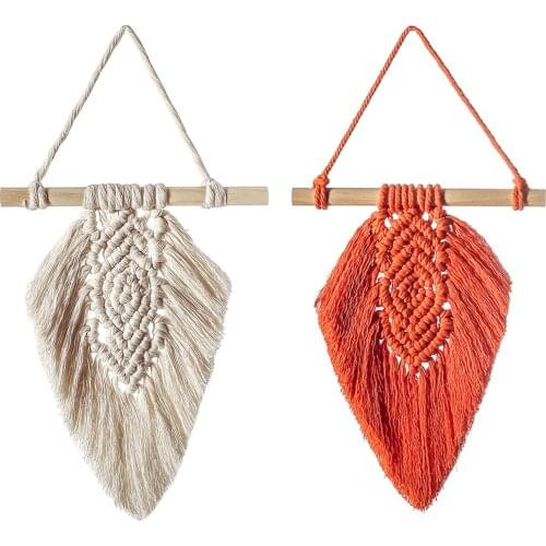 Mini Leaf Tapestry Macrame Wall Hanging Boho Decoration Nursery Home-stay Dorm Apartment Bedroom Headboard Home New Year Decor