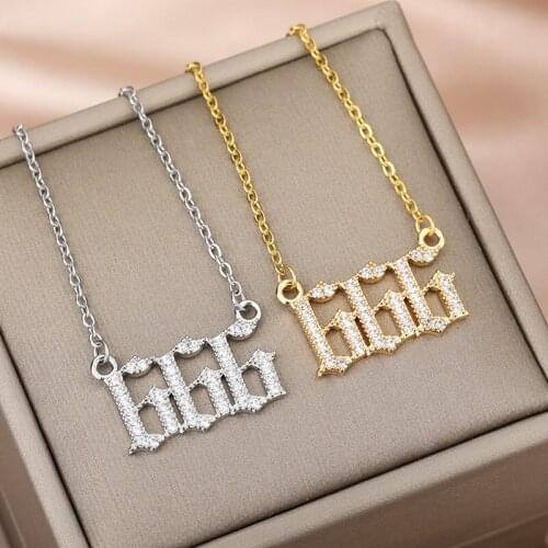 Zircon 111 222 333 444 555 666 777 888 999 Necklace for Women Angel Number Necklace Trend Charms Jewelry Clavicle Chain Choker