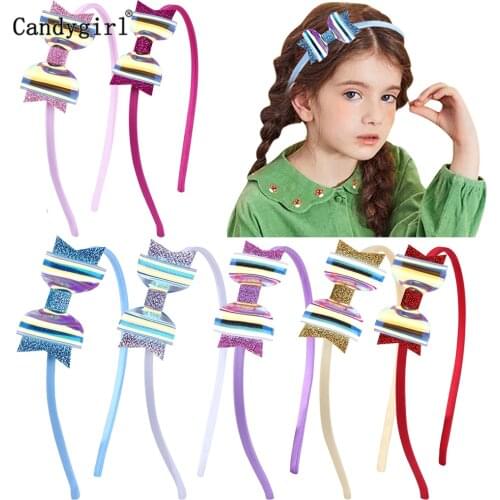 Sequin Laser Bow Headband for Girls Glitter Hair Bows Bowknot Hairbands For Kids Birthday Party Hair Accessories