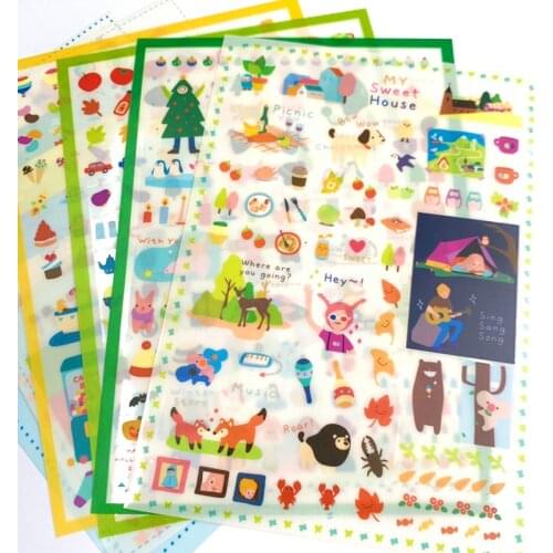 6 Sheets /Pack Forest Life Christmas Stickers Adhesive Decor Stick Label Phone Notebook Diary Decorative Student Stationery