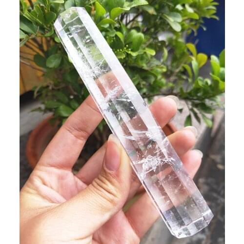 Handcraft Natural clear 9 sideds Quartz Crystal Healing Wand Crystal wand for Sound Therapy Reiki Chakra Meditatio