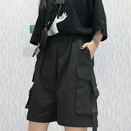 Short pants Women shorts High Streetwear Casual unisex Neutral Worker Loose Harem half Thin Straight Wide Leg Cool Boyfriend
