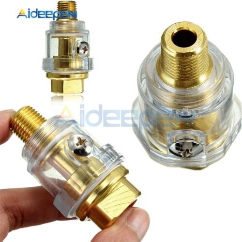 Hardware Oiler Lubricator Of 1/4" BSP Mini In-Line Yellow Copper Oiler Lubricator For Pneumatic Tool & Air Compressor Pipe